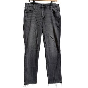 Old Navy Womens High Rise Vintage Slim Jeans Washed Black Raw Hem Size 12